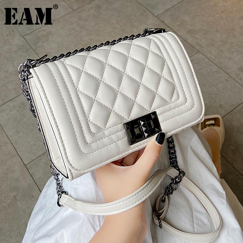 

[EAM] Women Early Spring New Trend PU Leather Flap Personality All-match Crossbody Shoulder Bag Fashion Tide 2021 18A1605, Black