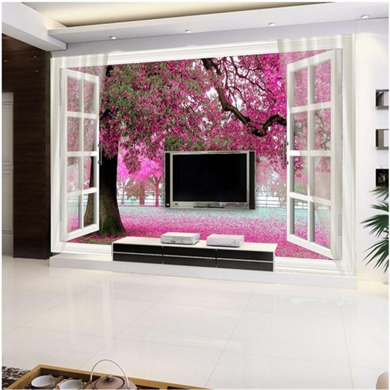 

Dropshipping Fatman Wall Papers Home Decor Cherry Tree Wall Papers Living Room Bedroom 3d Murals Photo Wallpaper Behang1, As pic