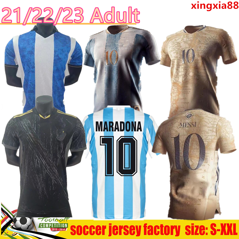 

Argentina Commemorative Edition 2022 men kids kit soccer jersey Retro 1986 21 22 Maillots foot Maradona special badge Player version football shirt uniform