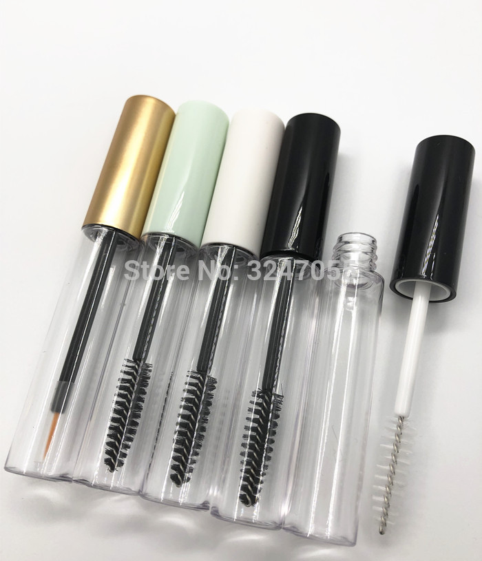 2020 10ML Empty Clear Plastic Mascara Tube With White/Black/Silver/Gold/Green Lid, Cosmetic