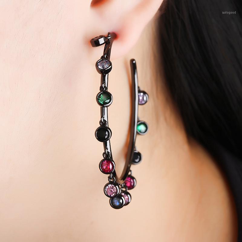 

Hoop & Huggie FFGems Multi Color Tassel Earrings For Women Girl Gift Big Circle Black Gold Yellow Plated With Box1