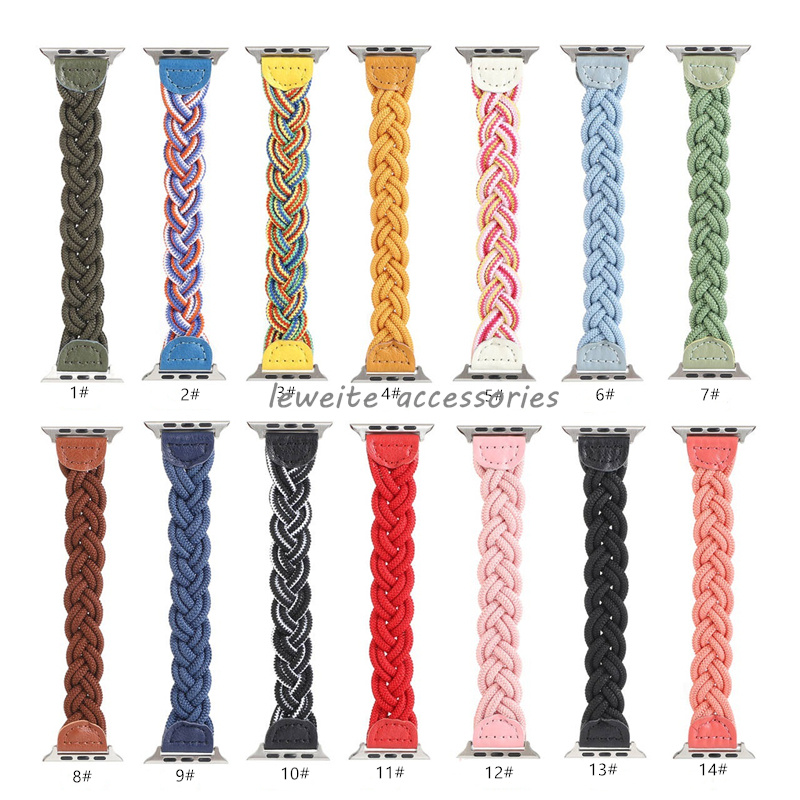 

Slim Elastic Braided Women Solo Loop Strap Wristband Stretchy Woven Replacement Bracelet for iWatch Series SE 7 6 5 4 3 2 1 Apple Watch Bands 38mm 40mm 41mm 42mm 44mm 45mm