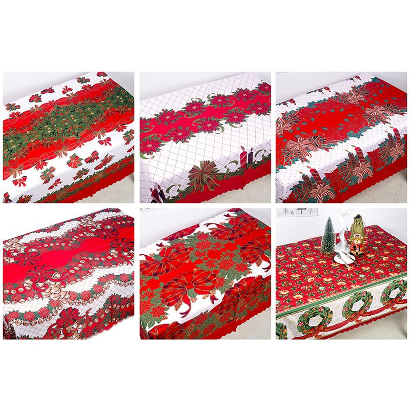 

Christmas Tablecloth Polyester Fabric Rectangular Santa Dust-proof Table Cover For New Year Home Decoration 150x180cm