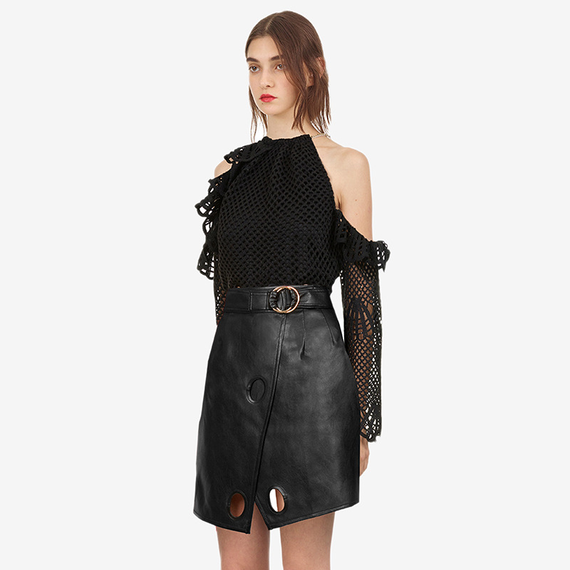 

New Self Portrait Sexy Tuesdays Off the Shoulder Blusa of Malaga Ocho Out Short Pu Belt Pants Autumn Women's Wears Hot Joint Party Xocb, White