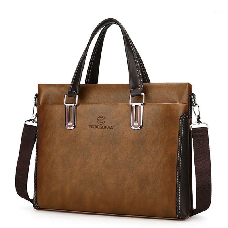 

Men Business Laptop computer Briefcase Shoulder Messenger Bags for Man Casual Office Hand Bag Male Waterproof Leather Handbag1, Black