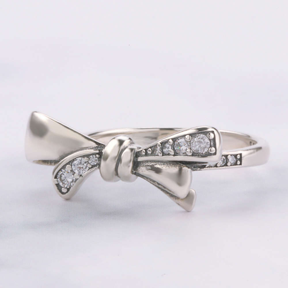 

Luxurys Designers Fashion B100 925 silver temperament fashion lovely wind women's ring sweet shopping leisure Bow Ring