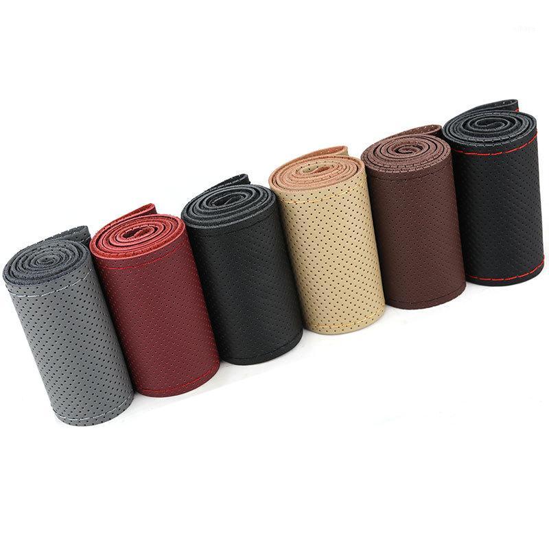 

40/42/45/47/50cm Car Steering Wheel Cover For Truck Bus Non-Slip Genuine Leather Handlebar Braid Steering-Wheel Cover1