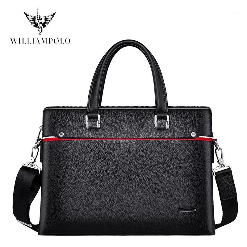 

Briefcase Men Genuine Leather Men Bag Fit 13'' Laptop Business Handbag Luxury Bag Leather Natural Briefcase PL2030691, Black