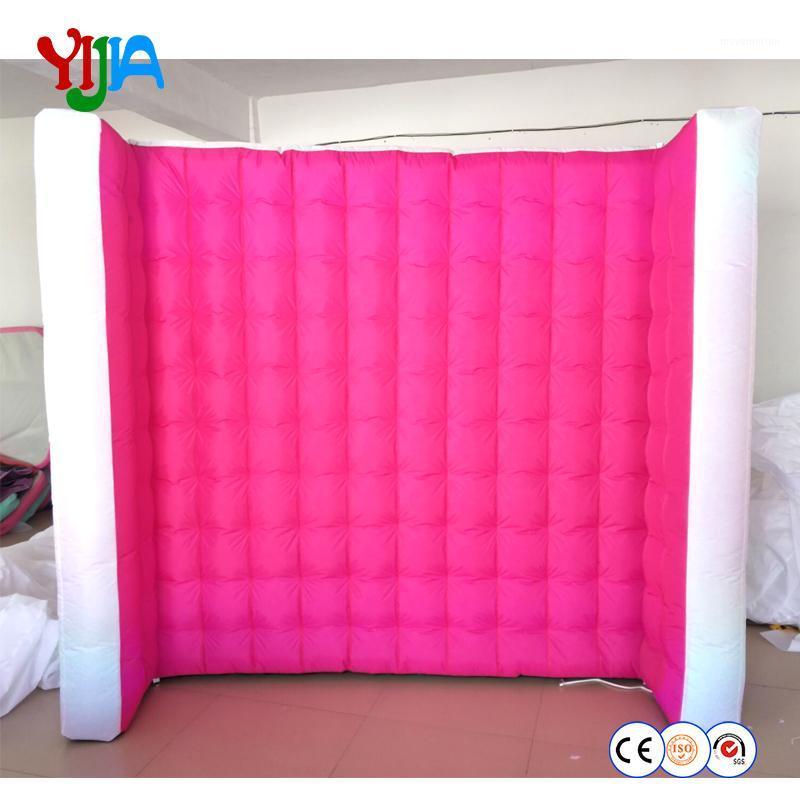 

8ft white back and pink or blue front inflatable wall LED lighting portable wall for photo booth backdrop1