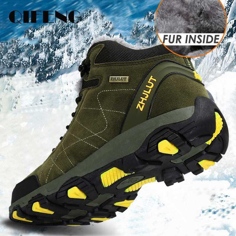 

Men Women Outdoor Boots Winter Ankle Boots Warm Popular Footwear Male Suede Casual Snow Shoes Leather Walking Shoes Hunting Boot1, Green