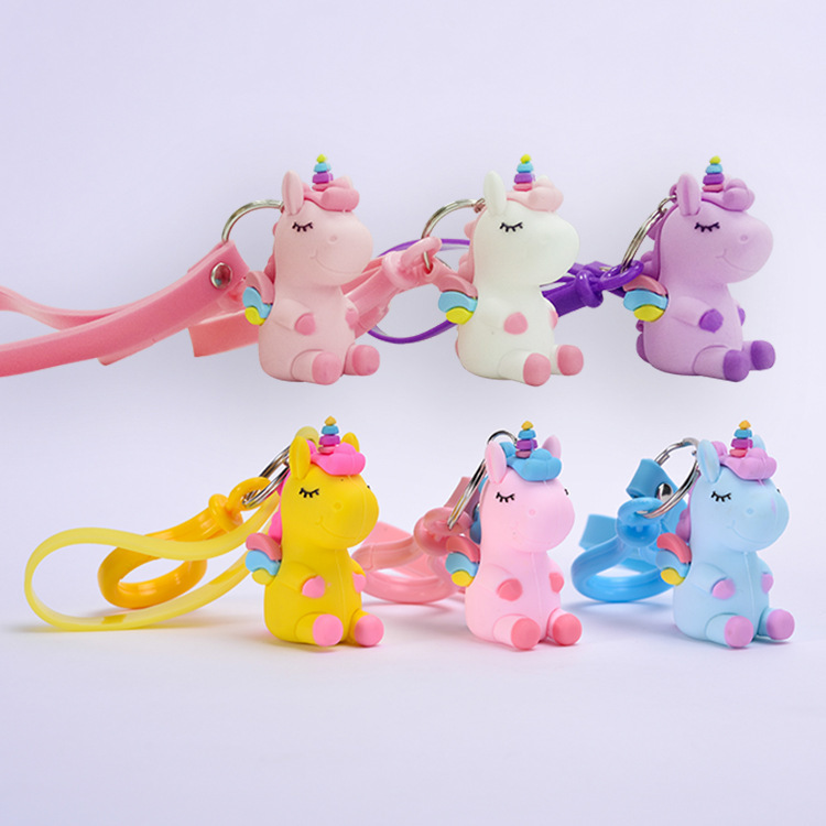 

6 Colors Unicorn Key Chain 6cm Soft Plastic Pendant Cute Cartoon Children Gift Bag Pendant Home Decoration L298