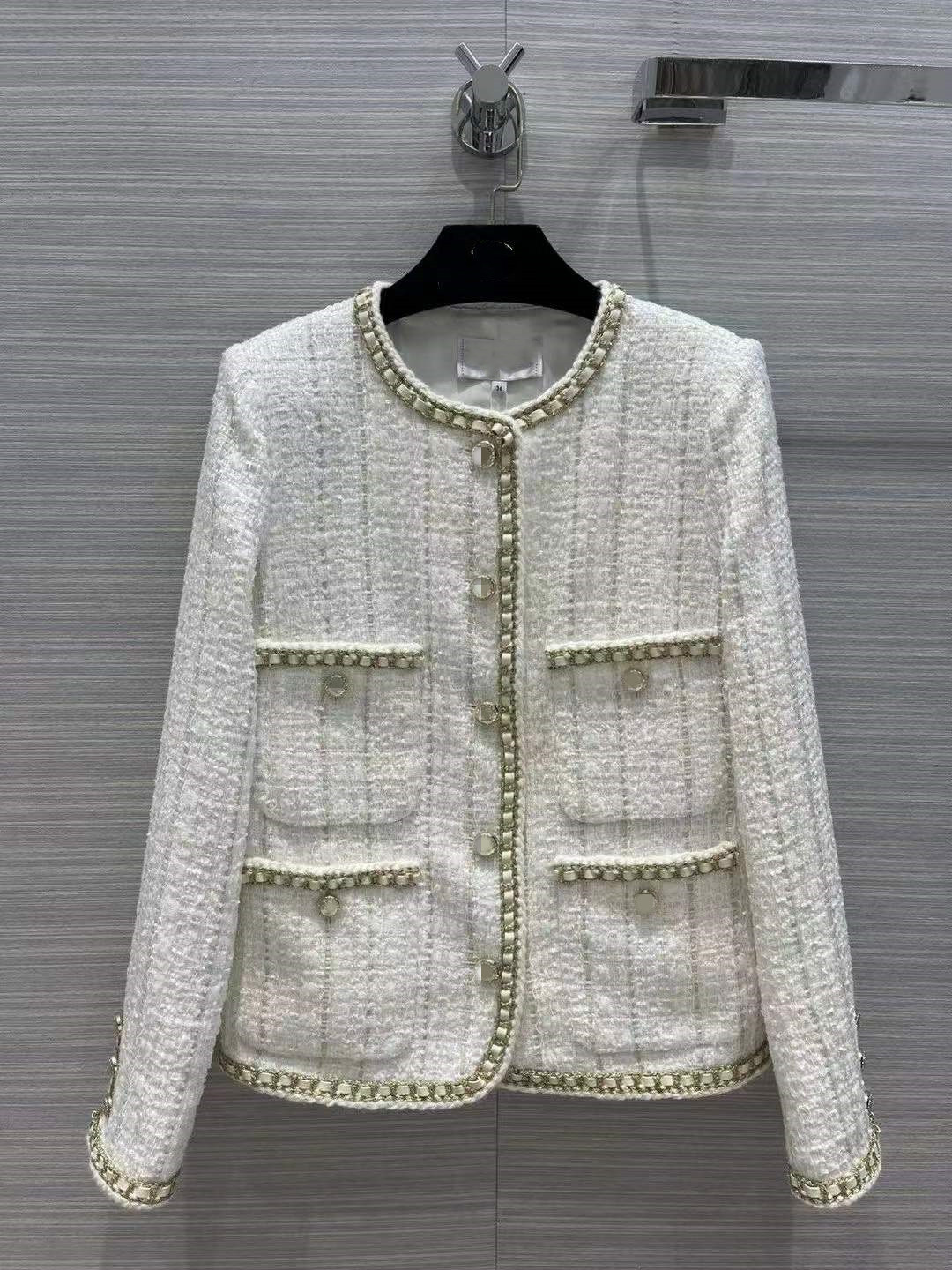 

Milan Runway Jackets 2022 Spring Autumn O Neck Long Sleeve Panelled Women' Coats Designer Brand Same Style Outerwear 0220-2, Picture color