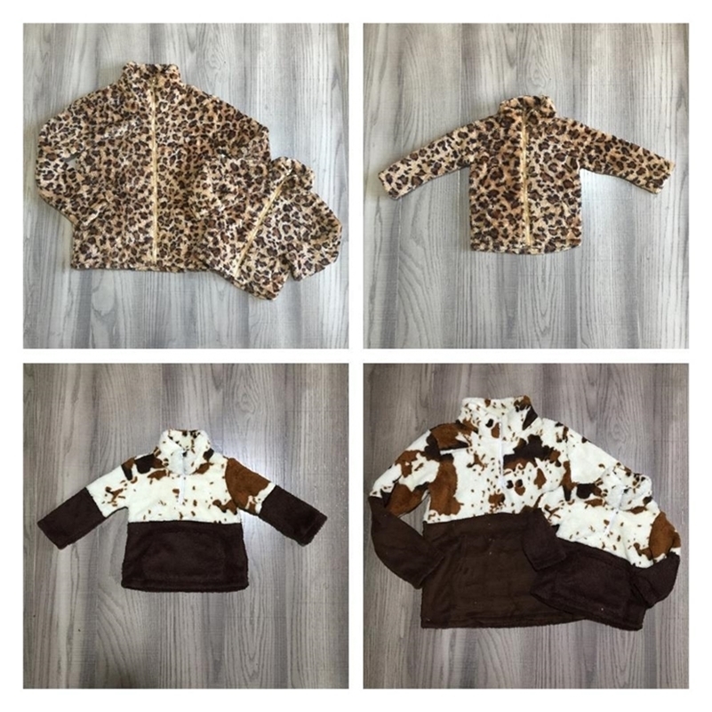 

Girlymax Fall/Winter Outfit Baby Girl Mommy Adult Coat Leopard Cow Fleece Cotton Clothes Children Pullover Top Cotton Boutique 201104, H33-2-3 mom only