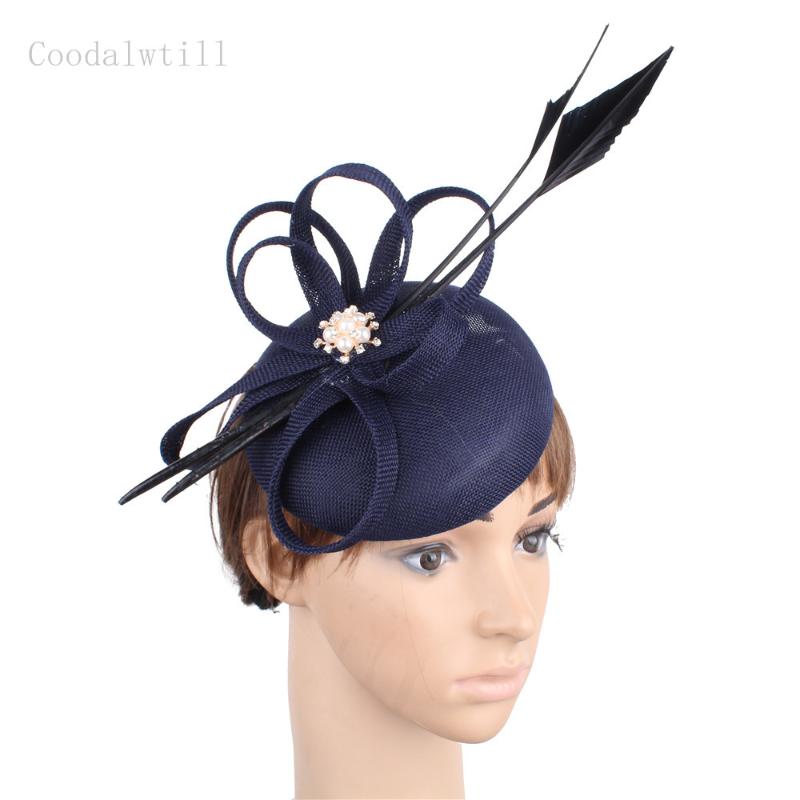 

Vintage Women Event Fascinator Hat Handmade Hoops Headpiece Formal Dress Ladies Millinery Cap Hair Pins Bride Wedding Headwear, White