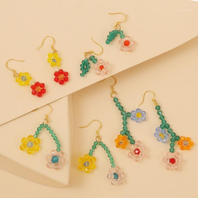 

Korean Style 2020 Fashion Female Handmade Bead Flower Drop Earrings For Women Girls Trendy Crystal Beaded Dangle Earring Jewelry1
