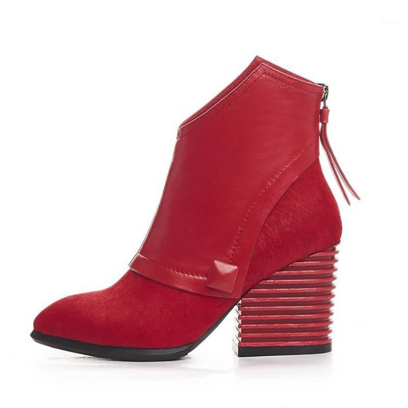 

Hot Sale High Quality Brand Womens 2020 New Fashion Ankle Boots Back Zipper High Heel Female Footwear Sexy Elegant Wedding Shoes1, Black fleece lining