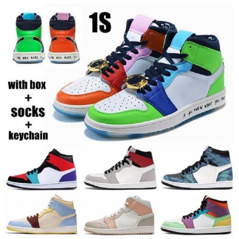 

2020 Fearless Jumpman 1s basketball shoes High OG 1 Milan Turbo Green UNC Obsidian shoe Twist Shadow Men sports trainers outdoor, Royal toe -1