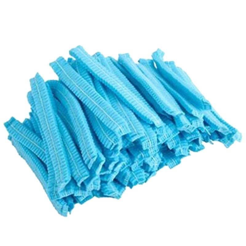 

Disposable Non-Woven Strip Hat Workshop Cap Dustproof Shower Cap Headgear 300Pcs Blue