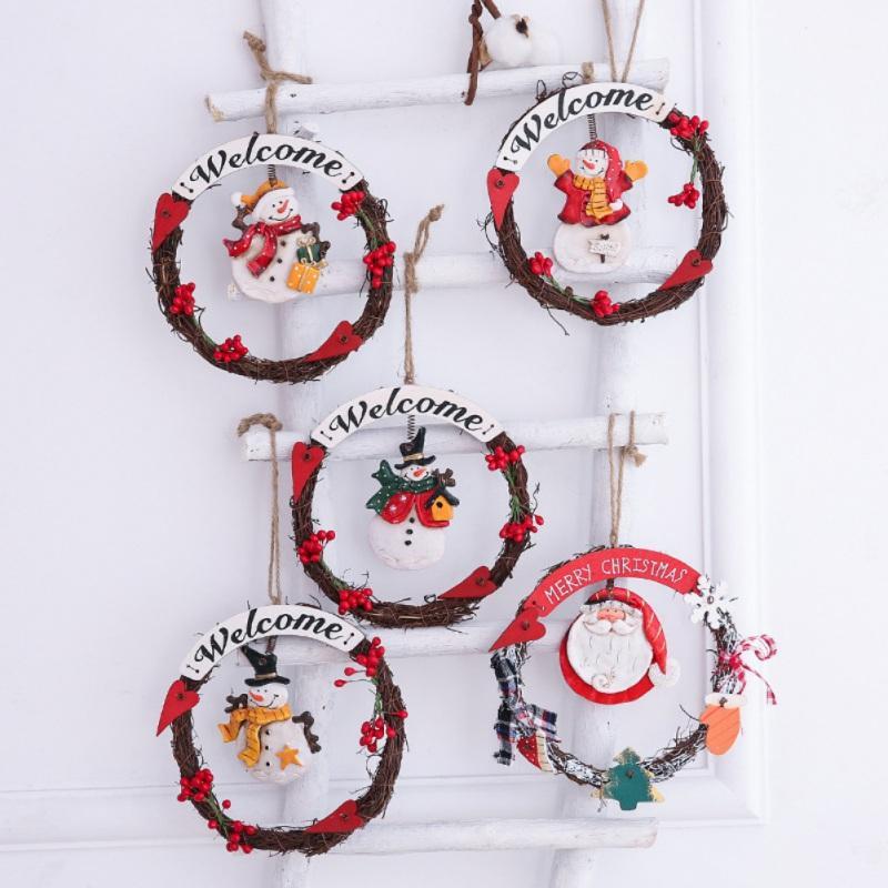 

Merry Christmas Wreath Hanging Decorative Sign Front Door Pendant Holiday Display Decorations Kerst Decoratie New Year1