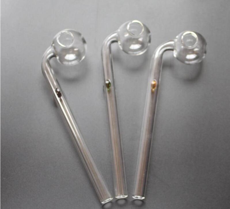 

Curved 6 Inch clear Glass Oil burner Colored Glass Water Pipe Bubbler Pyrex Oil Burner Pipes Smoking Water Hand Pipe with bracket
