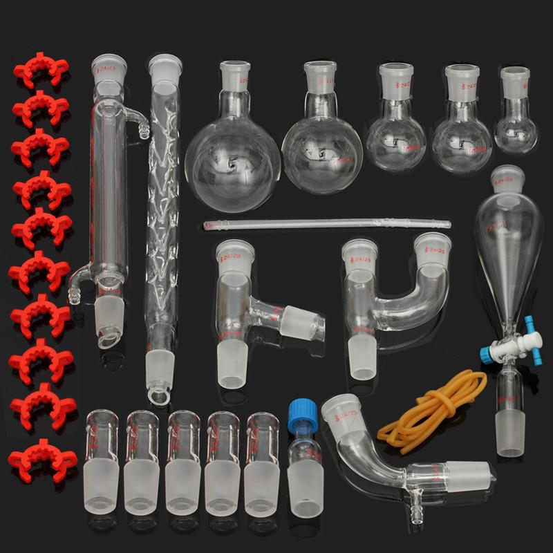 

29Pcs/set Distillation Apparatus Laboratory Glassware Kit Set Chemistry Lab Glass Distilling Distillation Apparatus 24/29