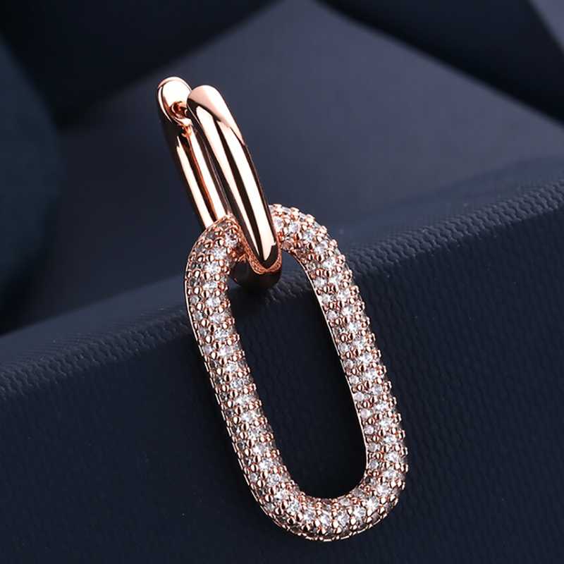 

A European and American earrings fashion crystal diamond love lock earrings female rose gold single personalized ear ring