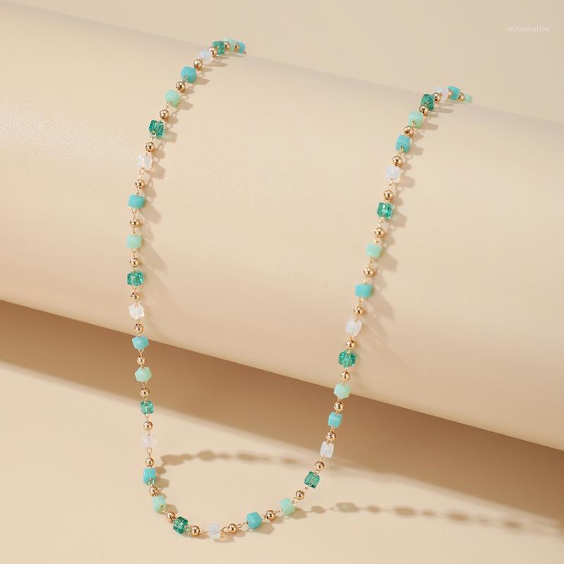 

2020 Fashion Bohemian Jewelry New Gold Chain Colorful Crystal Bead Necklace Femme Long Collar Choker Necklaces For Women Gift1