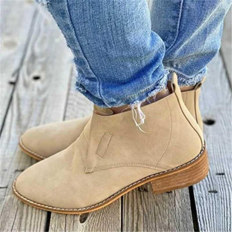 

2020 New Winter Women's Boots Fashion Retro Set Foot Ankle Boots Low-heeled for Women Shoes Warm Pointed Botas Mujer1, Beige