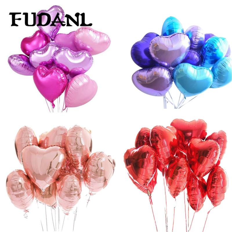

18inch 10pcs Wedding Party Foil Balloon Pink&Red Heart Shaped Helium Air Ballon Baby Shower Birthday Party Decoration Balloons