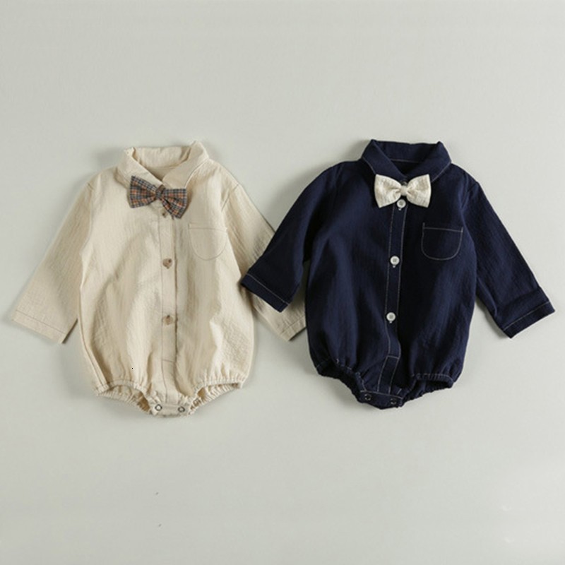 

2021 New Autumn Long Sleeve Bodysuit Infant Boy Clothes Necktie Girl Jumpsuits Kids Baby Costume U4xe, 2645531534blue