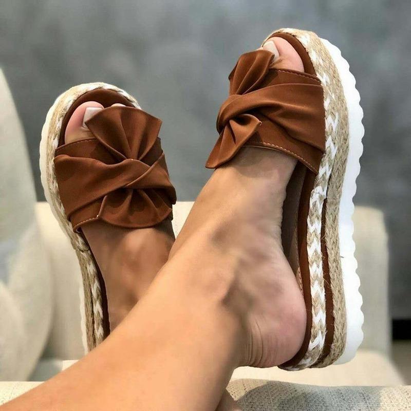 

2021 New Women Platform Sandals Shoes Women Bow Summer Slipper Indoor Outdoor Flip-flops Beach Women's Shoes Female Slippers, Black
