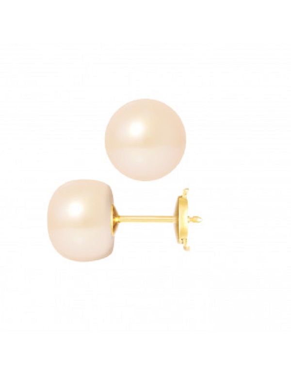 

PERLINEA Freshwater Cultured Pearl Earring Button Diameter 910 mm Pink Woman Jewel GoldYellow, Golden