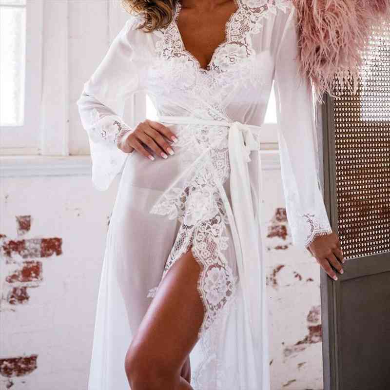 

Bielizna Nocna Lingerie Lace Nightgown V-neck Sleep Dress Nightwear Women Spaghetti Strap Nightdress Long Sleepwears For Female, Black;red