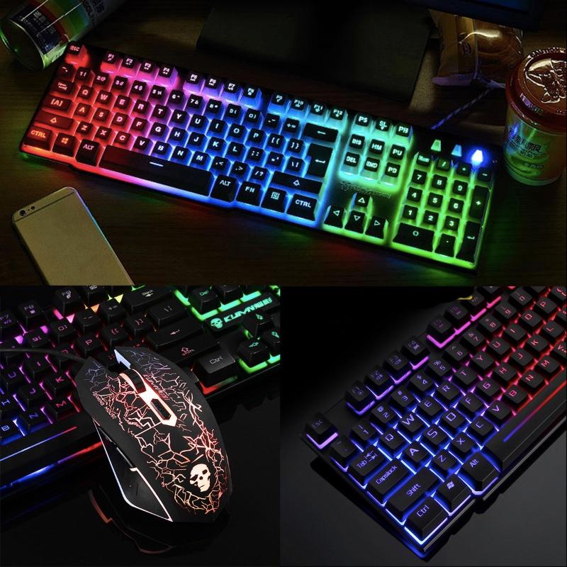 

Illuminated Gaming Mouse Accessories Home Mechanical Wired USB Keyboard Set Computer Desktop Laptop Mouse keyboard Combo