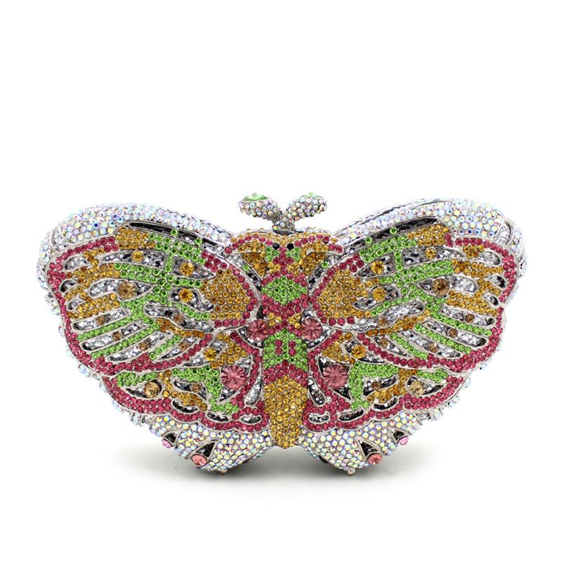 

Luxury Green/Yellow Crystal Women Clutch Bags And Purses Pink Rhinestone Female Messenger Bag Diamond Women Evening Handbags, Silver