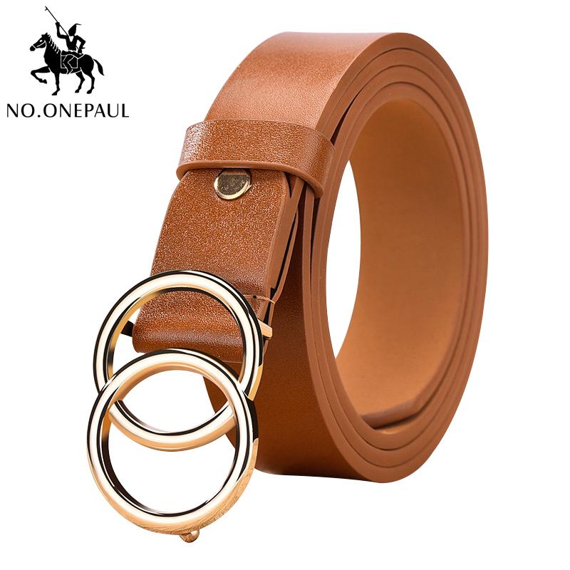 

NO.ONEPAUL the belts for women Adjustable double ring alloy fashion Retro buckle head slim waist belt women belt free shipping, Black