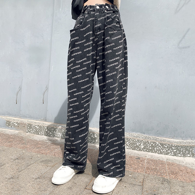 

2021 New Female Brem Winter New Gray Smoky Tube Straight Pvelvet Thickened Waist High Fashion Wwide-leg Female2x Pants Iedm, Smoky gray.