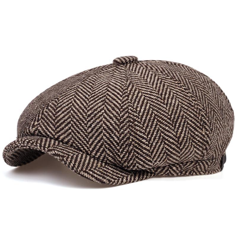 

New mens Newsboy Cap Beret Hat Men Women wild Hats Tweed Gatsby Octagonal Black White Herringbone Vintage Ivy Hats gorras, Dark grey