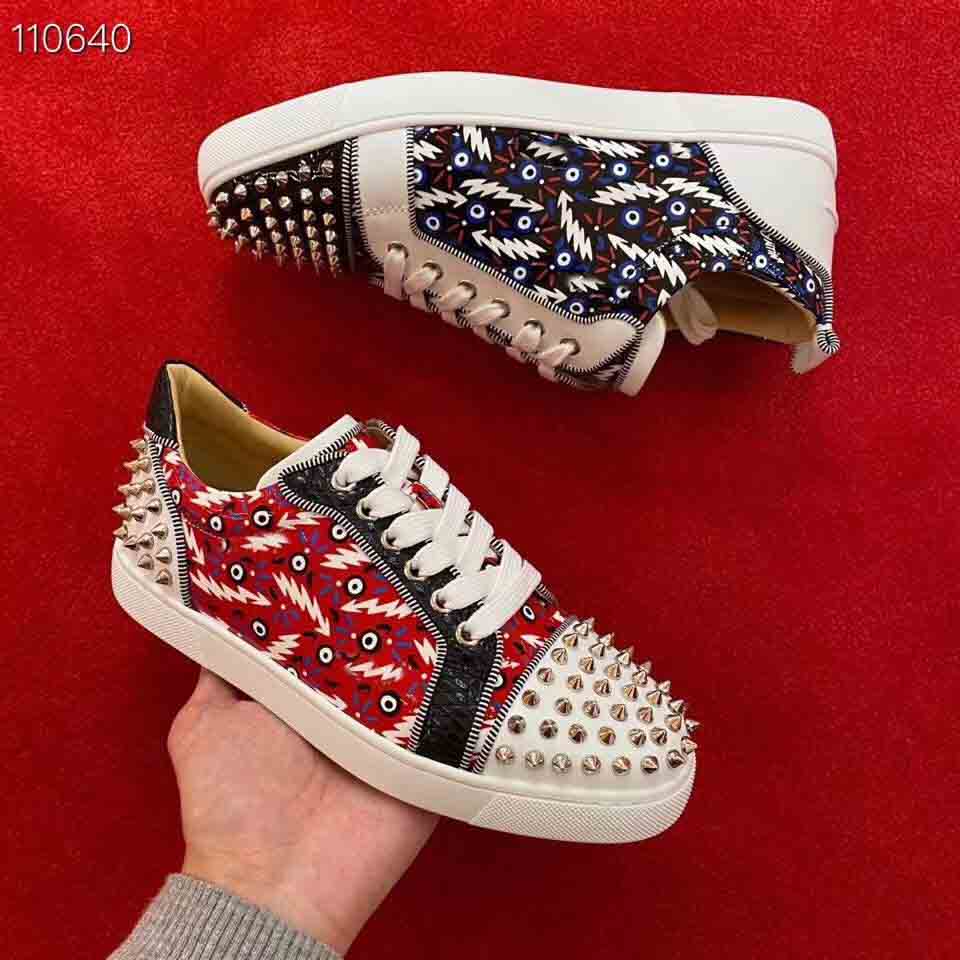 

Men's Red Soles Street Flat Shoes Mixes Colours Leather Junior Spikes Orlato Flats,Name brand Men Dress Casual Shoes Junior Spiked Red Botto