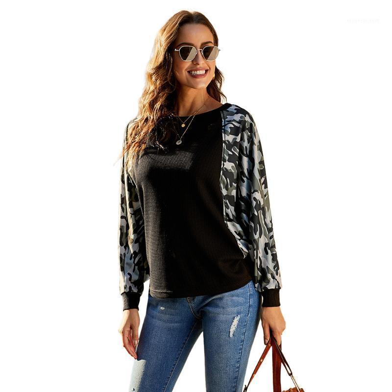 

Sweatshirt Women Autumn New Fashion Camouflage Full Sleeve Stitching Casual o-Neck Pullover Lady Clothing Tops Hoodies Female1, Black
