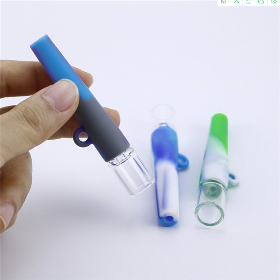 

One Hitter Tobacco Mini Pipe portable glass water bongs dab rig silicone smoking pipes glass bong smoking accessories