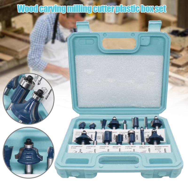 

12/15pcs Woodworking Milling Cutter Router Bit Set Carbide Woodworking Trimming Milling Kit I88