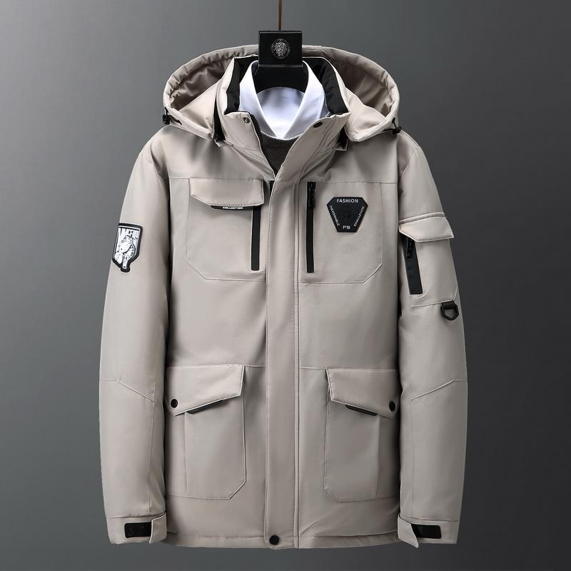 

Autumn and winter men plus size padded down jackets warm winter thickening couple cold-proof clothing men casual fashion jacket, Beige