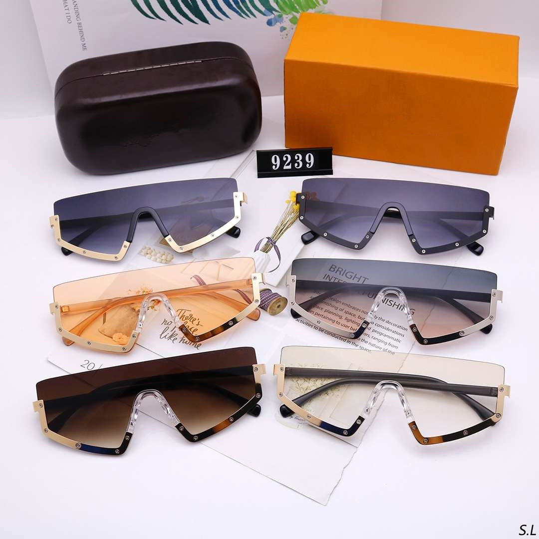 

Mens Woman Sunglasses Fashion Sunglasses Man Womens Oversized Goggle Glasses UV400 9239 6 Color High Quality with Box