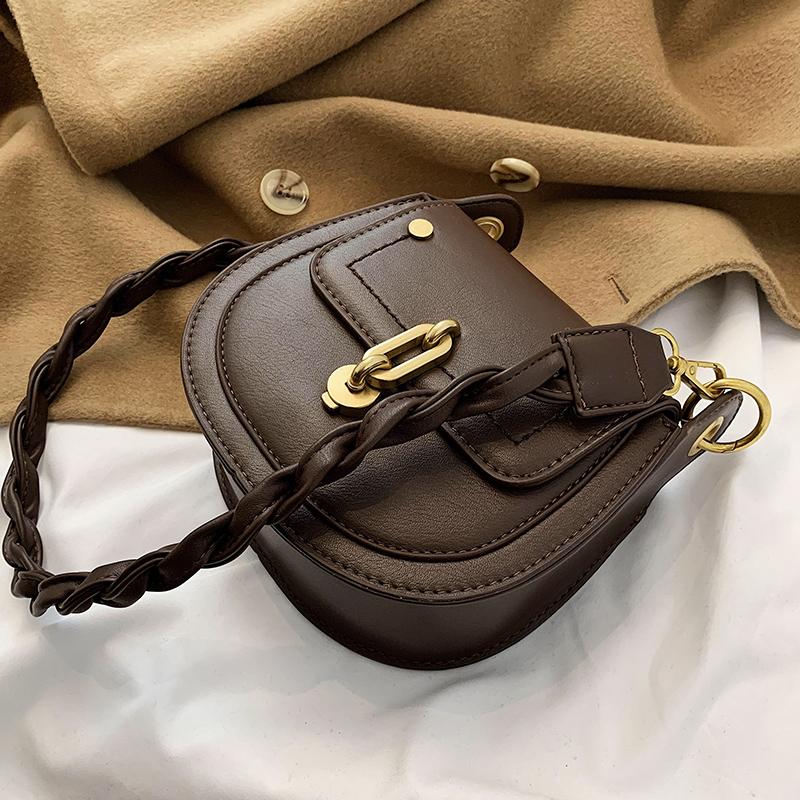 

Designer Satchel Women Crossbody Shoulder Bag 2021 New Leather Saddle Bags Female Flap Handbag And Purse, Coffee shoulder bag