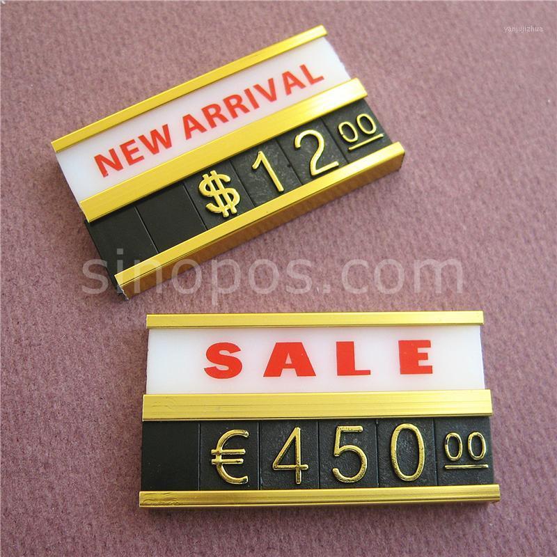 

Aluminium Frame Combined Price Tags Two Rows, sale label adhesive jewelry fashion furniture table wall display metal base sign1