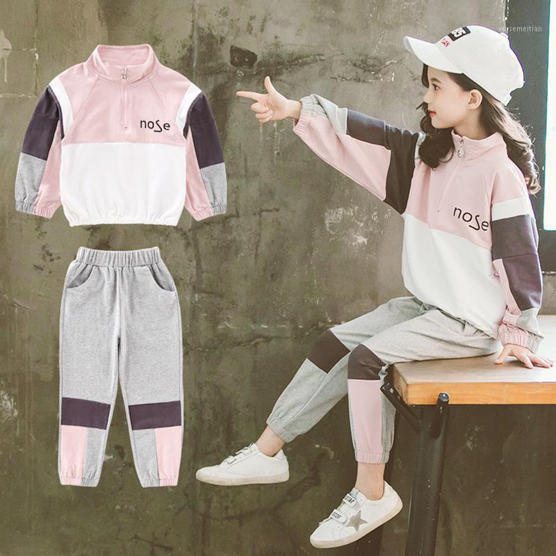 

Tracksuit for Girls Children Long Sleeve Patchwork School Uniform Outfits Set Toddler Kids Sports Suit Clothes 9 11 12 14 Years1, Pink