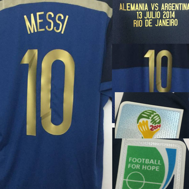 

2014 Final Messi maillot With Final Match Details Soccer Patch Badge, #10 messi