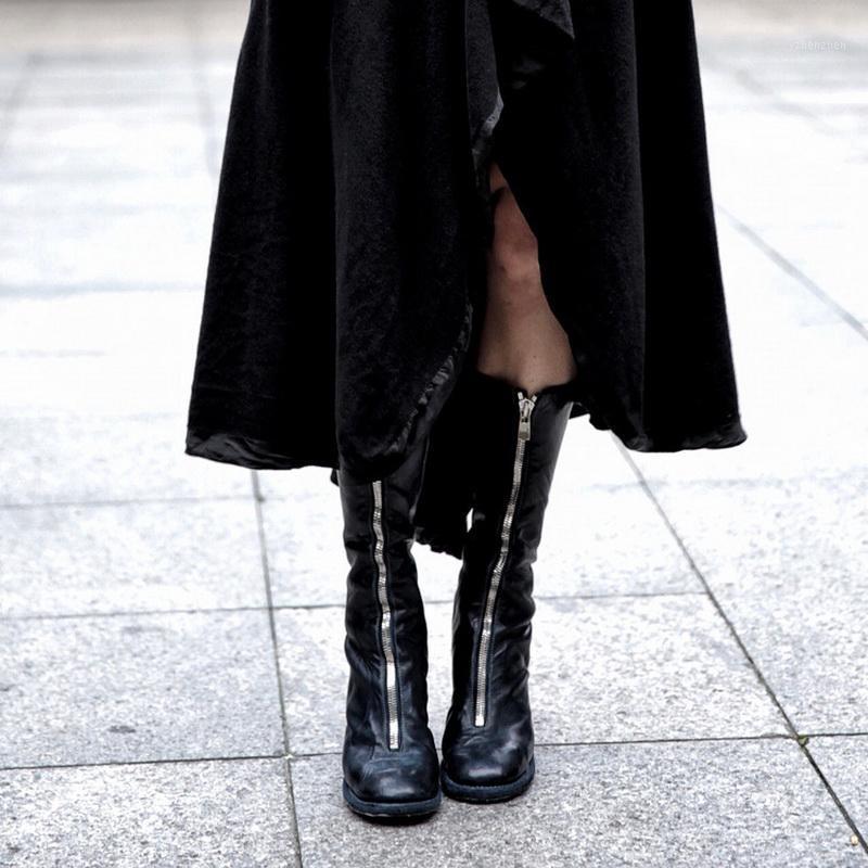 

Boots Front Zipper Women Mid-Calf Square Low Heels Short Fur Winter For Western Leather Shoes1, White fur