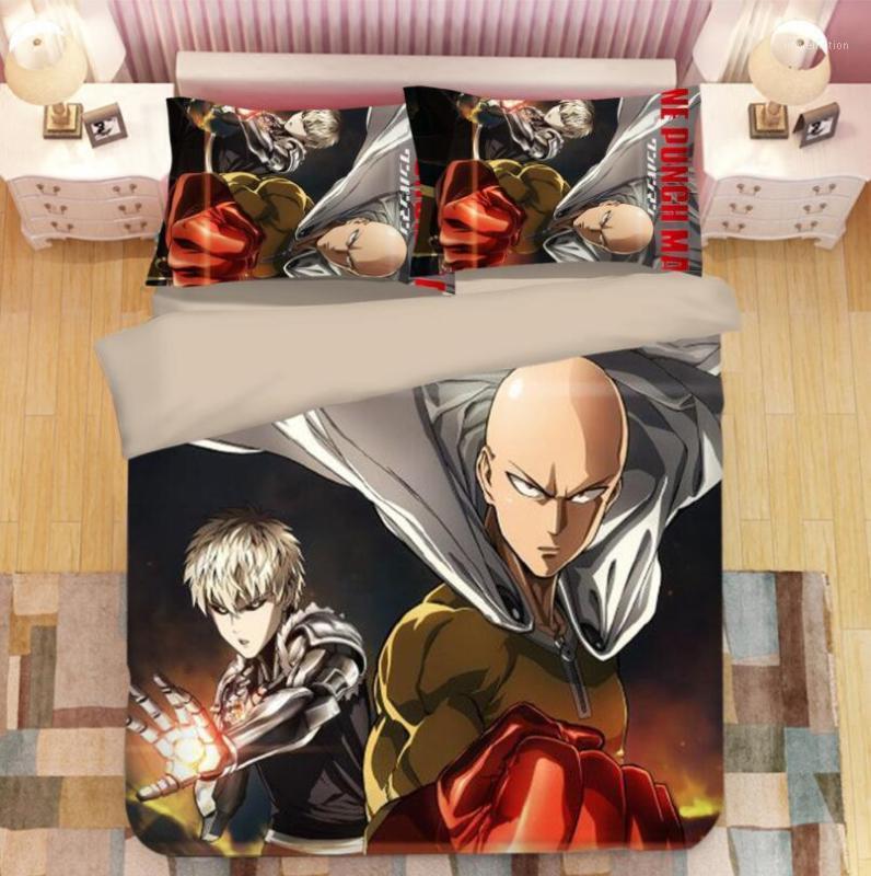 

ONE PUNCH MAN Bedding Set Cartoon anime Duvet Covers 3D bedding Pillowcases kids Cartoon Comforter Sets bed linen 071